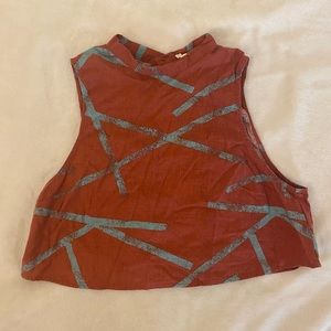 Urban Outfitters Silence + Noise / Russet+Teal Open Back Cropped Top